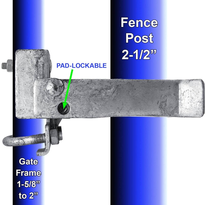 Jake Sales Commercial Single GATE Strong Arm Latch for 2-1/2" Fence Post - and 1-5/8" Thru 2" Chain Link or Round Pipe Gate Frames (Each) - Image 5